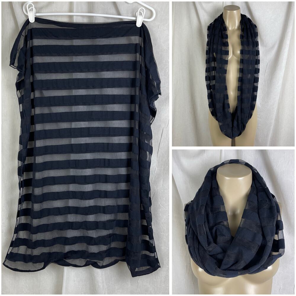 Steve Madden Sheer Striped Infinity Scarf Cozy Chic Semi-Sheer Loop Snood